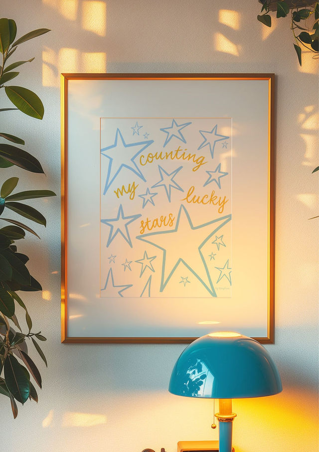 Counting My Lucky Stars Art Print - Positive Quote Wall Art