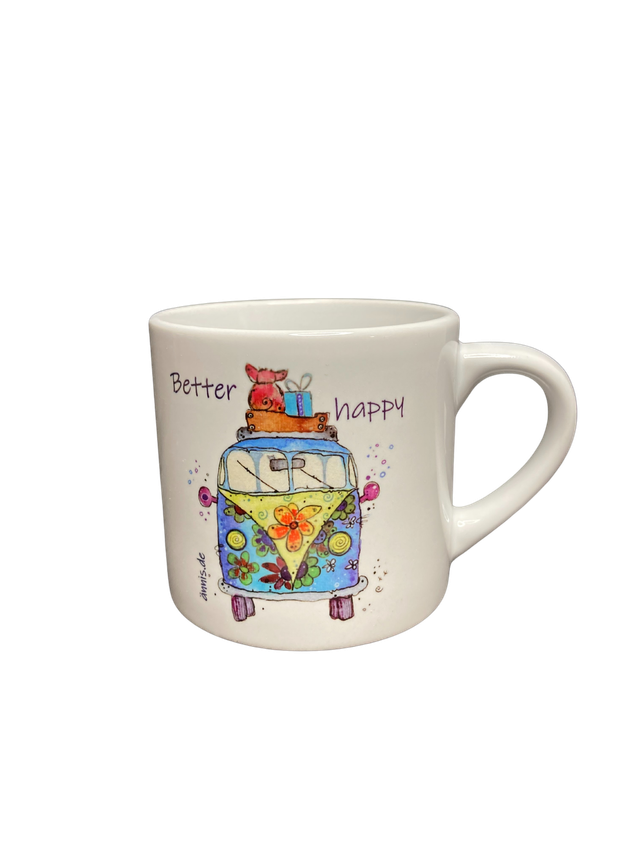 Keramiktasse "Bully mit Schweinchen - happy"