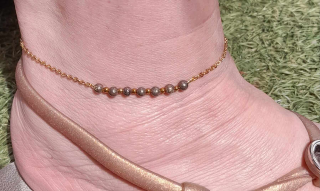 Chaine de cheville Pyrite et acier or inox