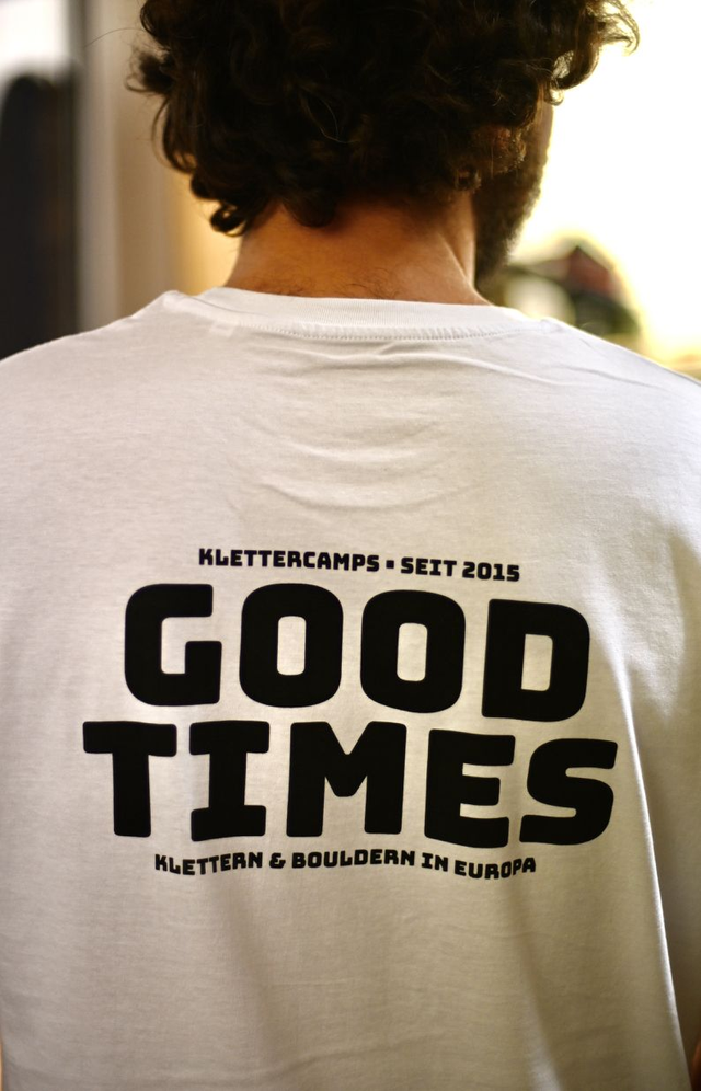 Kletter Backprint Männer weiß