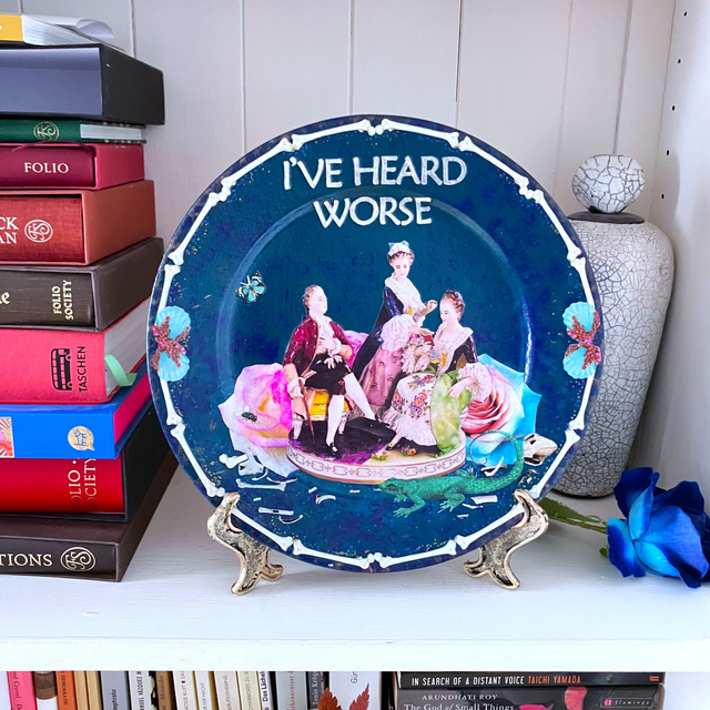 "I've Heard Worse" Deep Teal Green Upcycled Wall Plate - House of Frisson