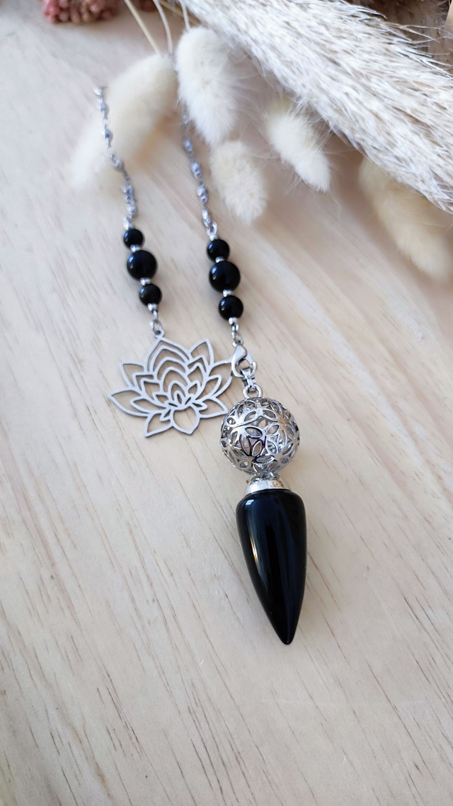 Pendule Divinatoire 2 en 1 Obsidienne