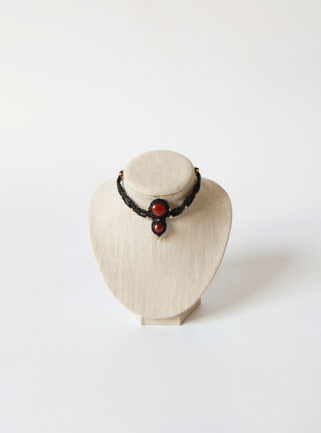 Collier ras du cou Jaspe Rouge