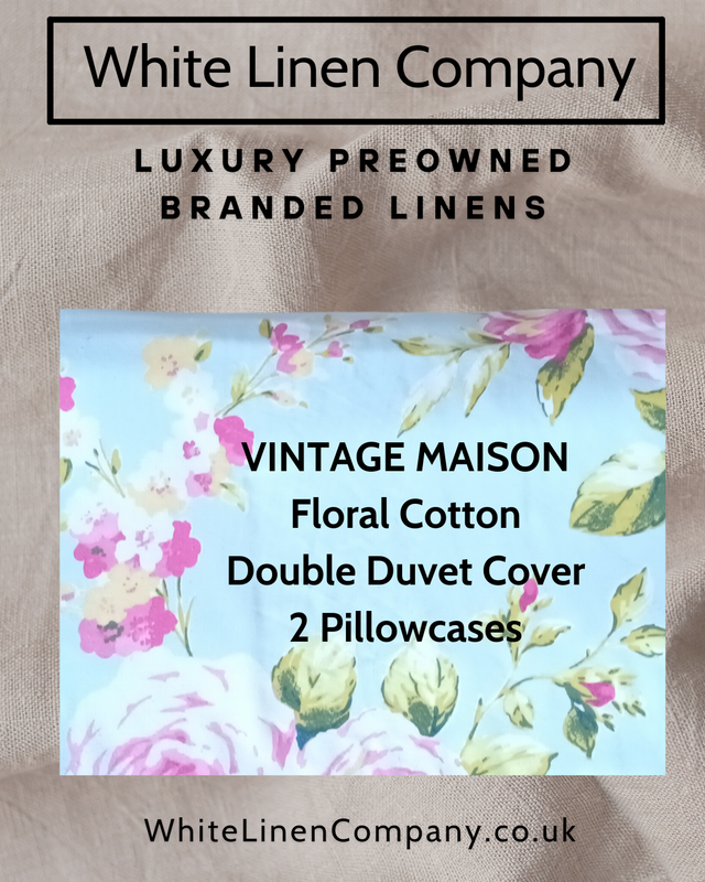 VINTAGE MAISON - Floral Kingsize 100% Cotton Duvet Cover - Turquoise and Pink