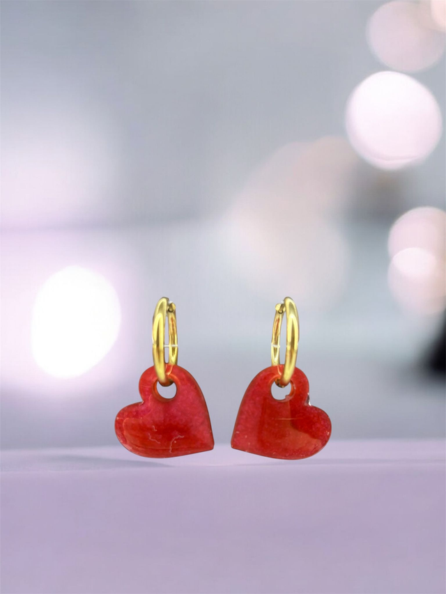 Boucles d'oreilles cœur résine époxy