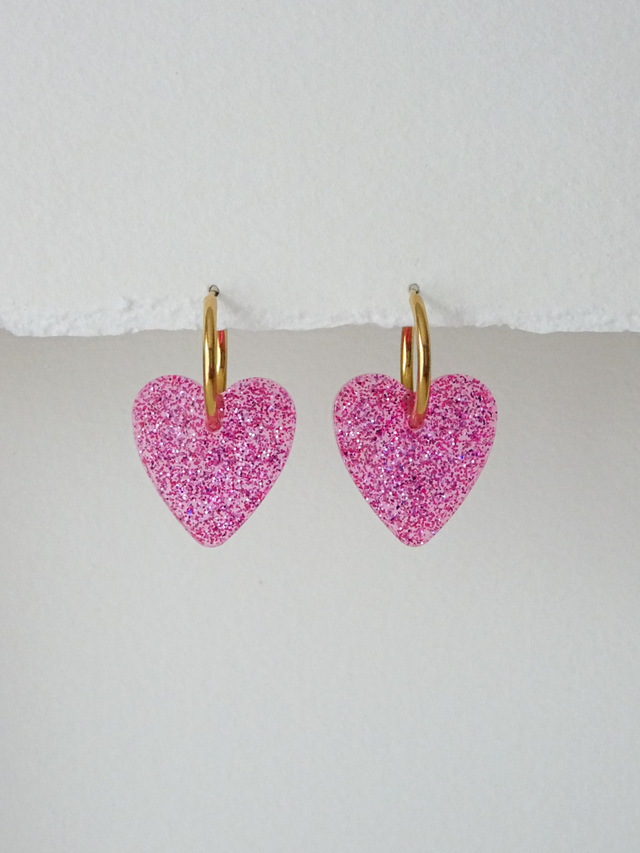 Coeur S : Rose paillettes