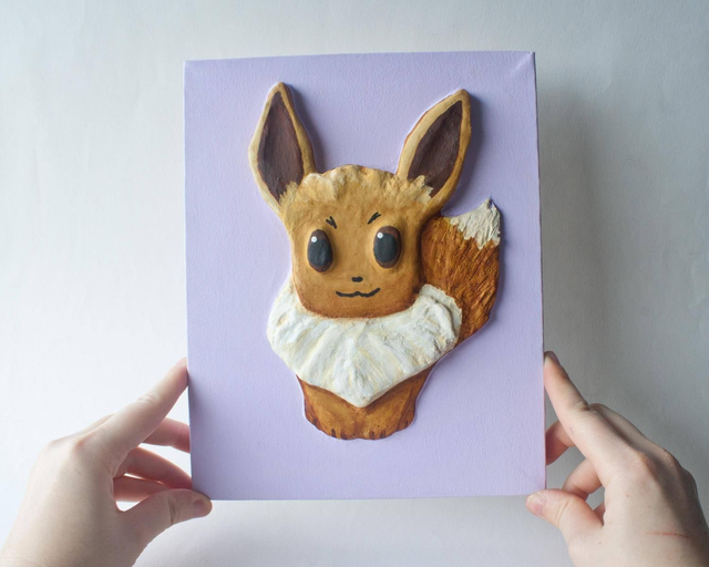 'Eevee' Original 3D Acrylic Painting by Artist Purple Faye.