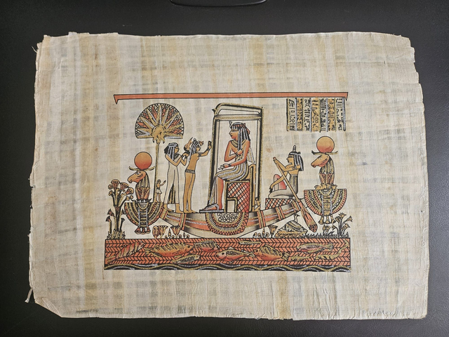 Ancient Egyptian Royal Boat Papyrus Art – Pharaoh Nile River Journey &amp; Pharaonic Wall Decor – 23 × 33 cm