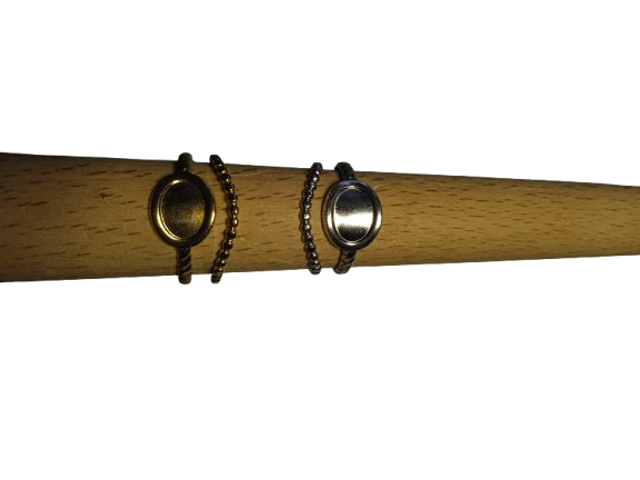 bague a graver x2 bagues Bague Ajustable en Acier Inoxydable - Argent ou Or