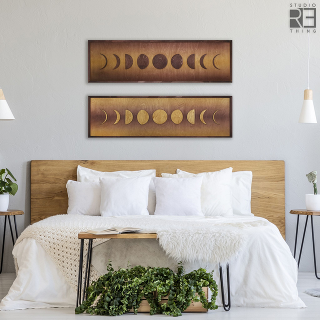 "Ciepło Księżyca" – Drewniana Dekoracja Ścienna w Odcieniach Mahoniu