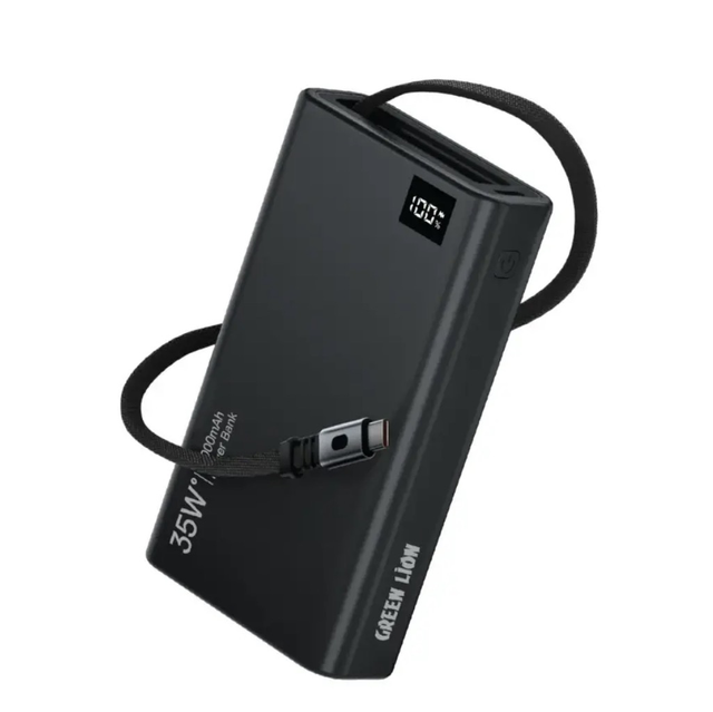 Green Lion Retractable Powerbank 10000 mAh – 35W Fast Charge