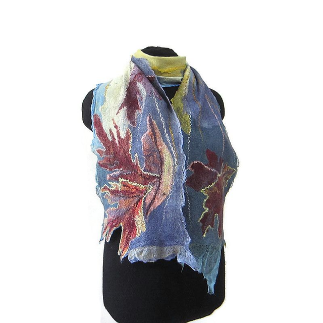 Sciarpa feltro lana merino seta Sciarpa artistica unisex Caldo Sciarpa lunga oro marrone Infeltrimento fatto a mano regalo unico per donne