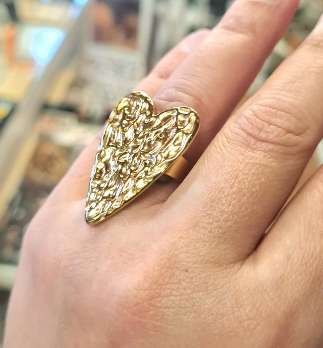 Bague réglable "Platitude" en acier inoxydable or 