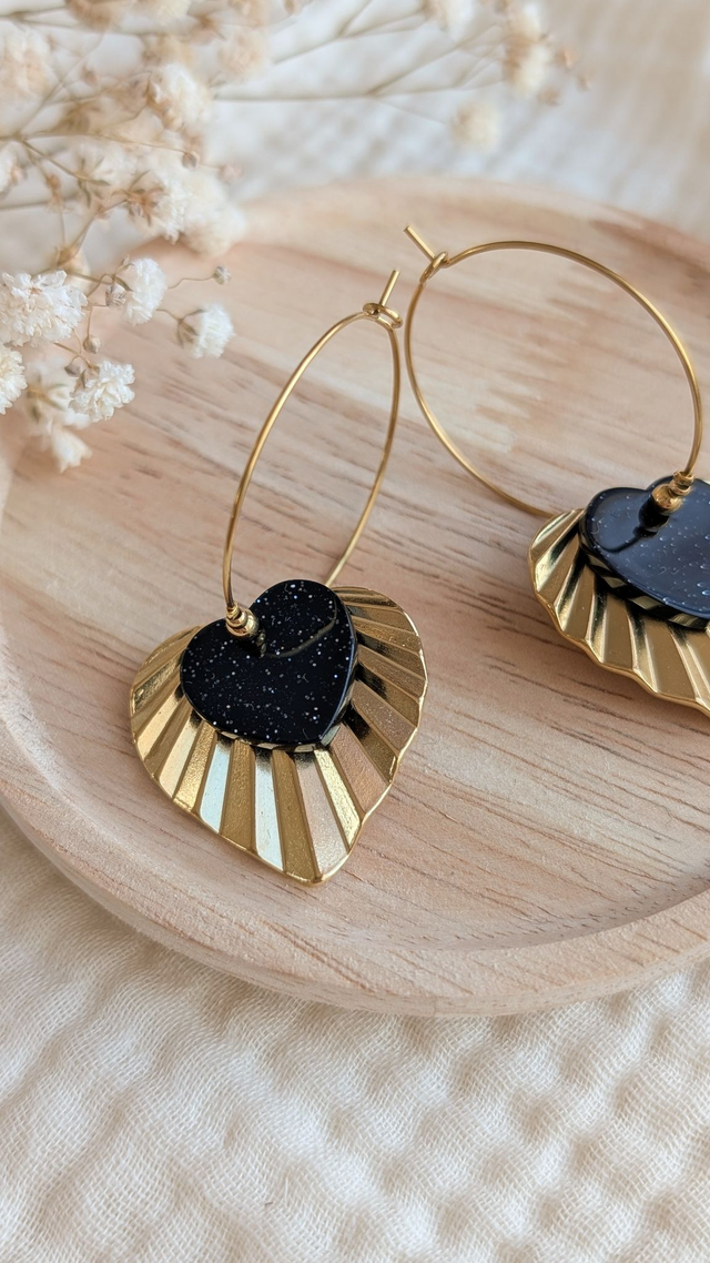 Créoles ALMA noir paillettes