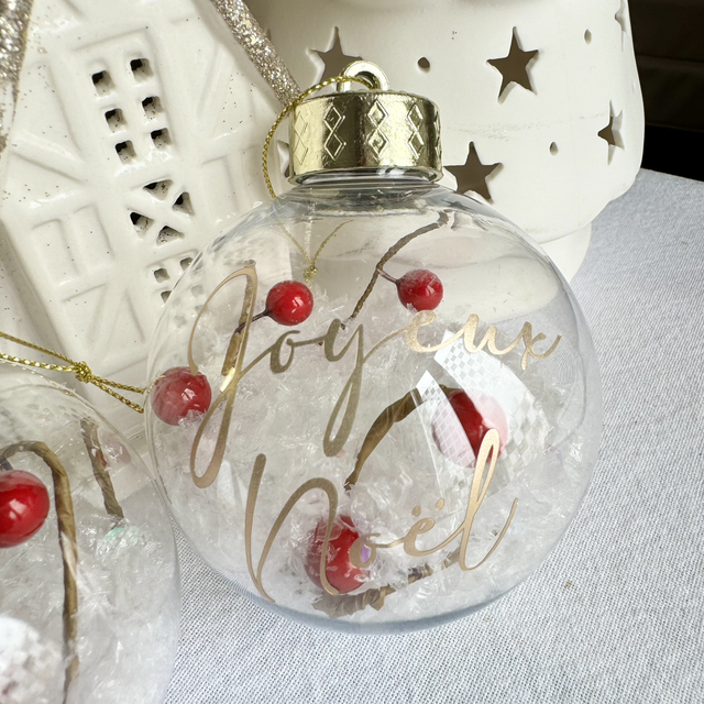 Boule Neige rouge &quot;Joyeux Noël&quot; 