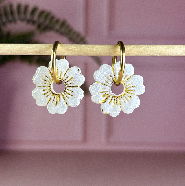 Sakura - Blanc nacré &amp; cœur d'or
