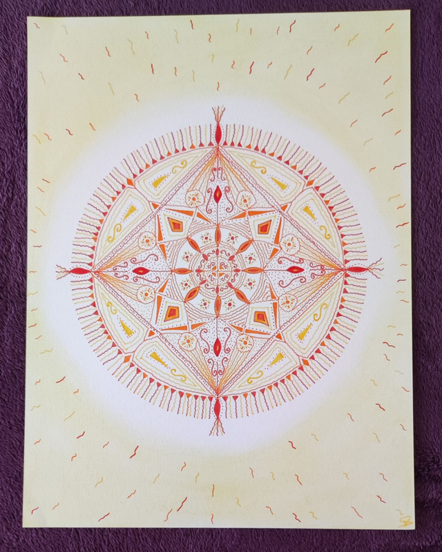 Grand mandala rubis doré 