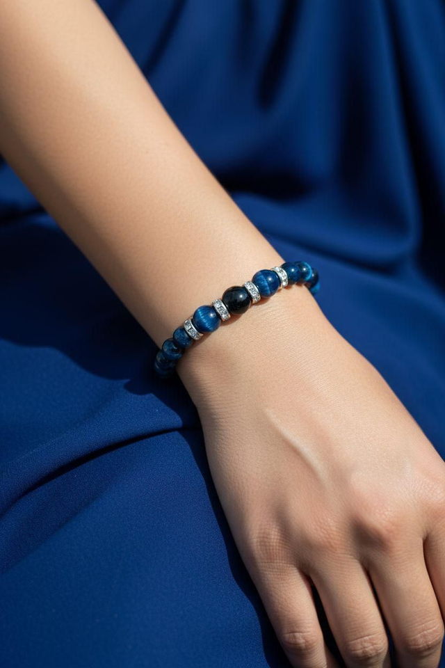 Bracelet Oeil De Tigre Bleu - Force & Courage,Affirmation de soi