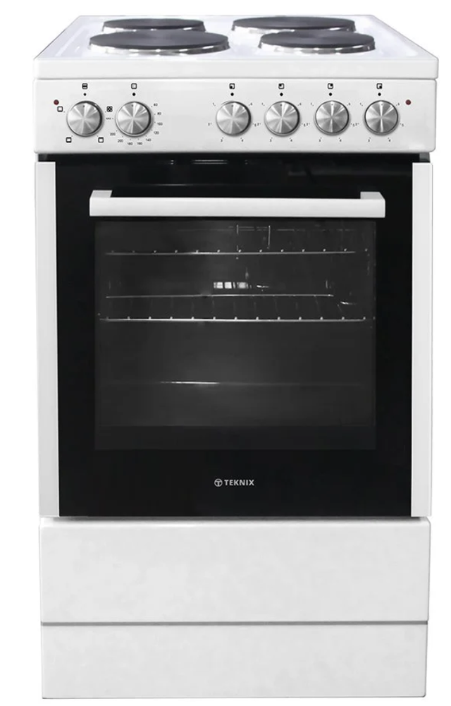 Teknix TKES54W/2 Solid Plate Single Oven Cooker White