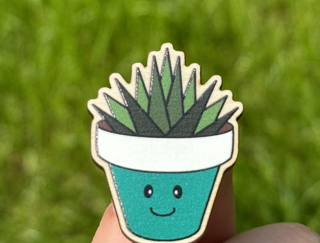 Plant Pot Pal Wooden Pin Badge