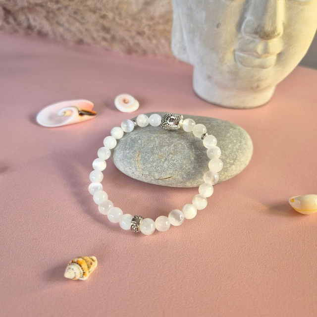 Bracelet élastique ESSAOUIRA - Sélénite &amp; Buddha