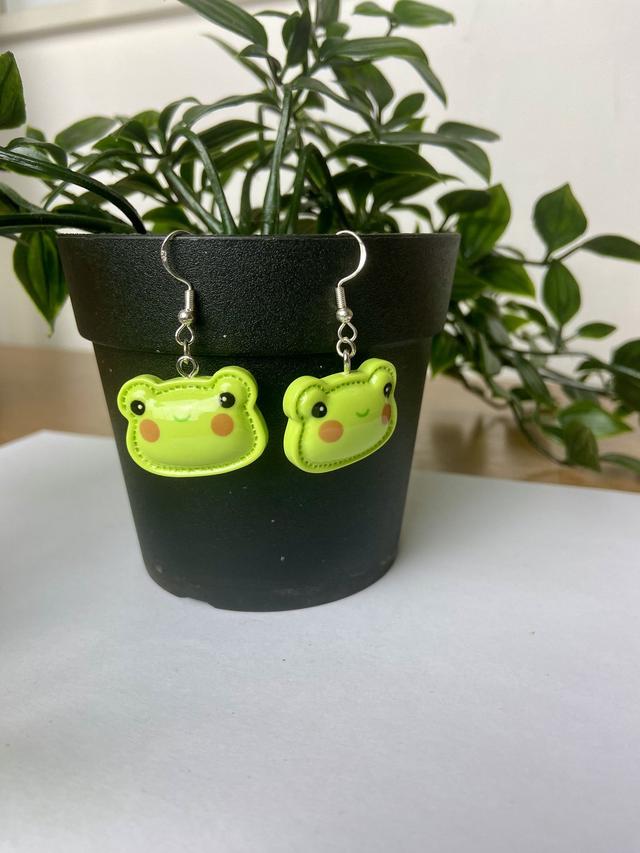 Frog face earrings.