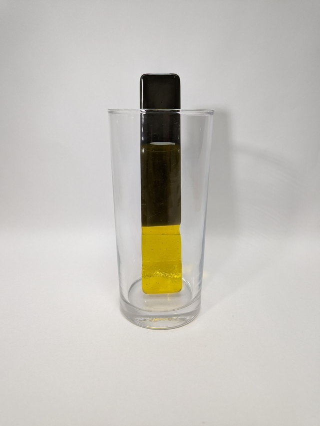 Touillette en verre fusionner noir et jaune