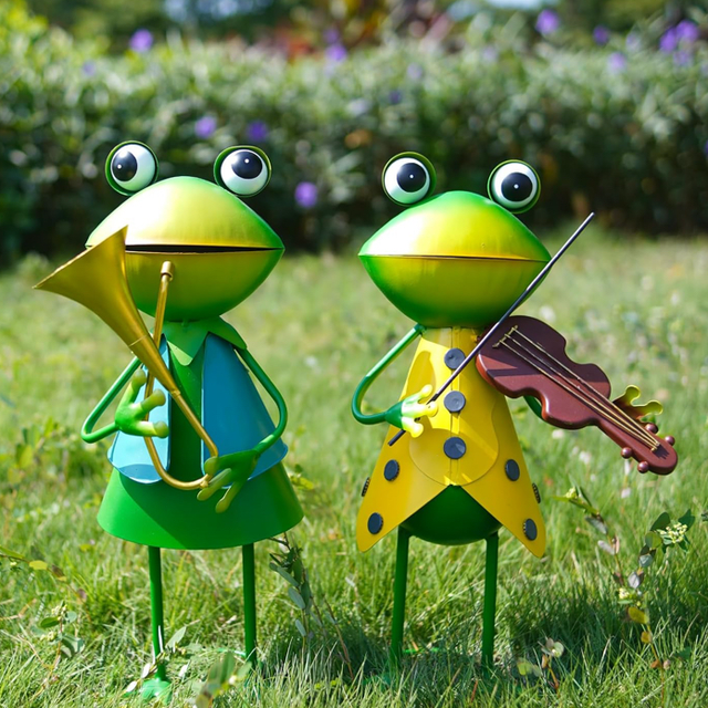 Pair of Musical Metal Frogs