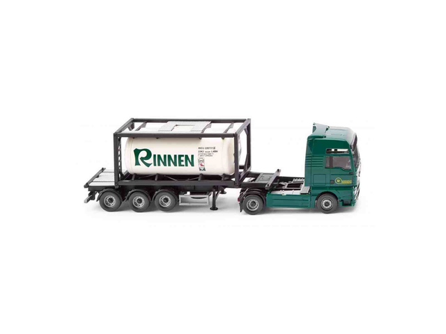 Semi-remorque porte-conteneurs 20' (MAN TGX) « Rinnen » Wiking 053601 H0