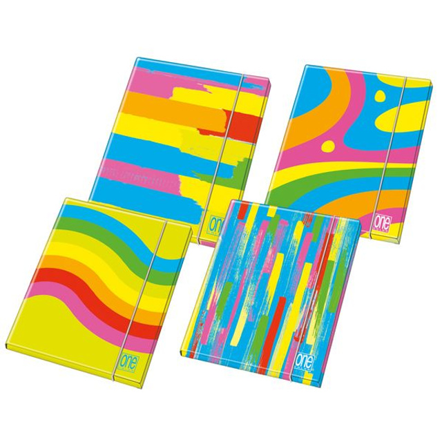 Cartella 3 lembi con elastico Fantafluo One Color - A4 - dorso 1,2 cm - fantasia - Blasetti