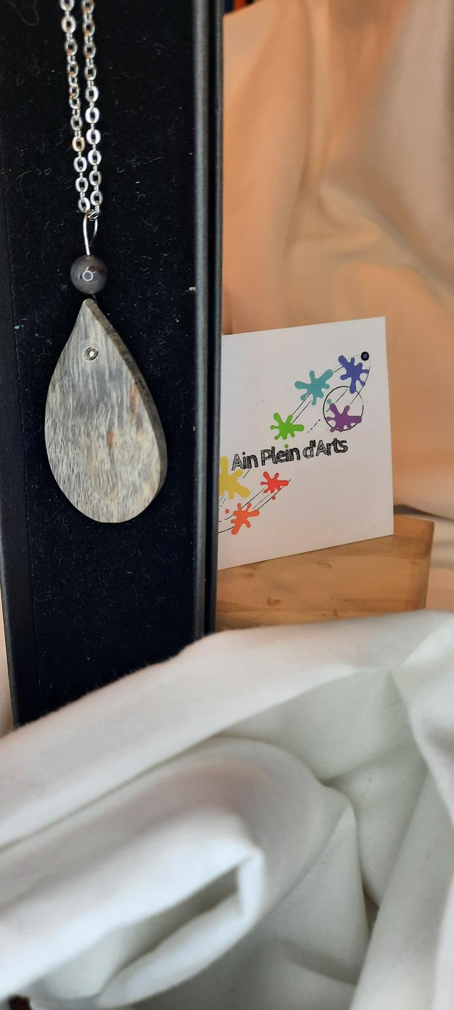 Collier bouleau gris goutte