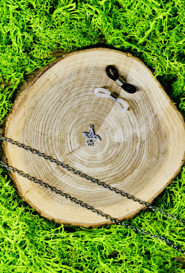 Chaine de lunettes touche de magie argentée personnalisée Colibri