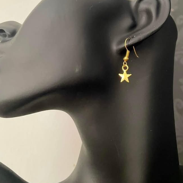Gold star earrings on gold plated ear hooks 