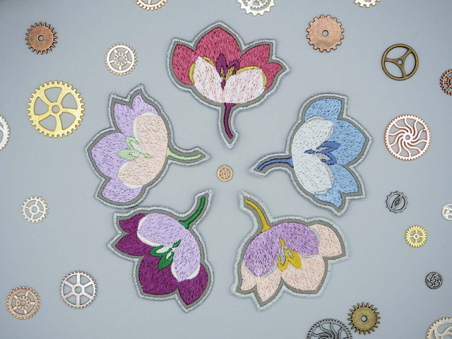 Clématite (Écusson à thermocoller ou à coudre) - Nuances &quot;Doux Pastel&quot;