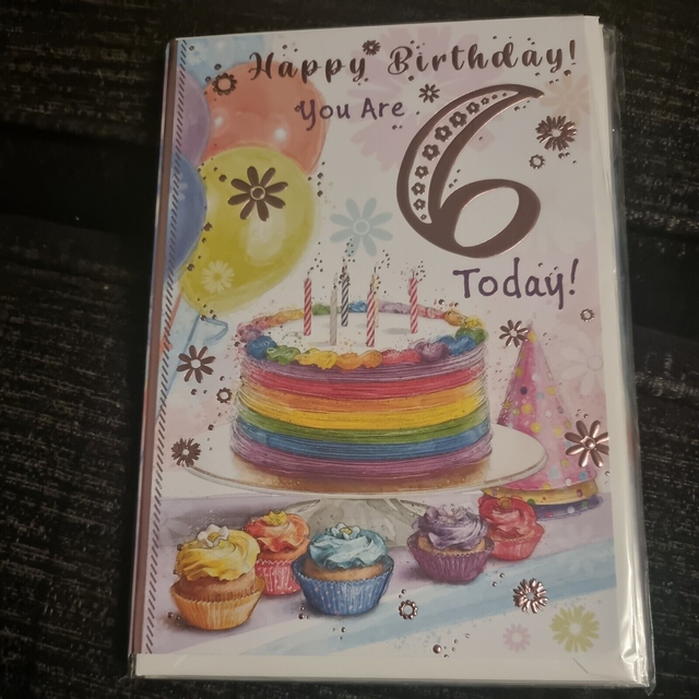 6th BIRTHDAY CARD AGE 6 SIZE 9" X 6" 