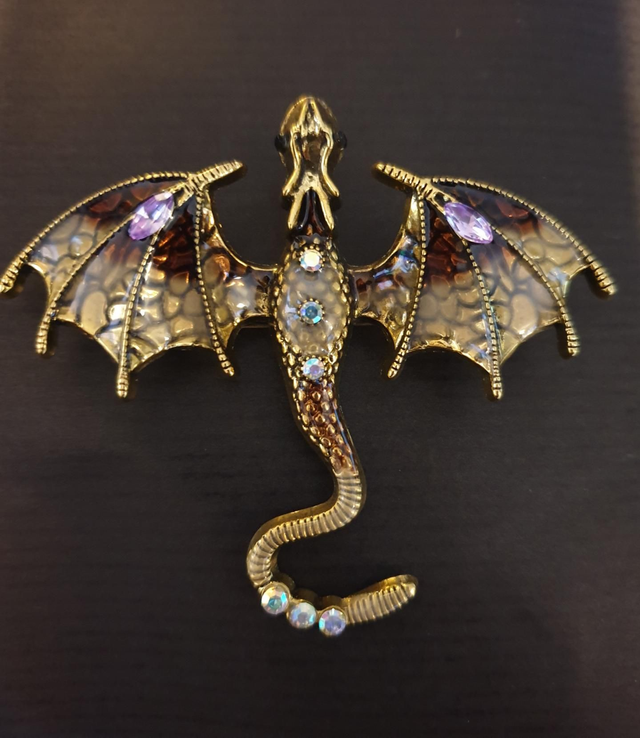 Dragon Brooch - Purple and Gold