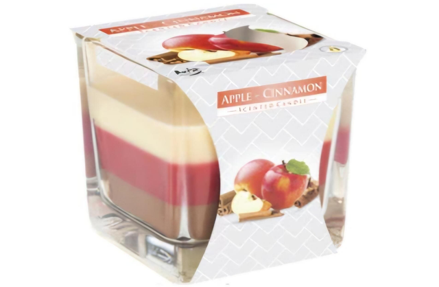 Bougie en pot arc en ciel pomme cannelle 