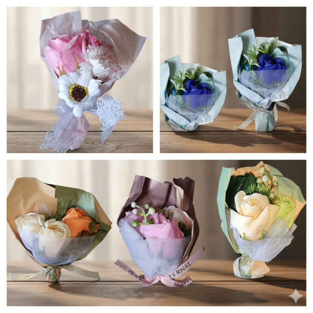 Bouquet de savon 3 fleurs 