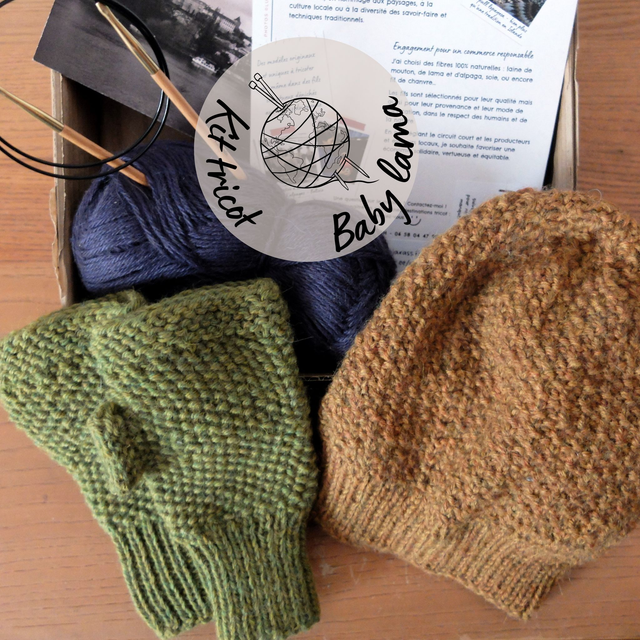 Prague - Kit bonnet + mitaines 100% baby lama - Niveau avancé 🤚🤚🤚🤚