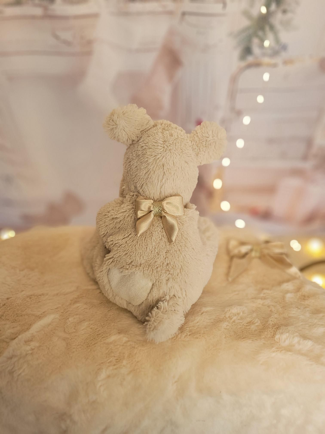 Barrette petit noeud beige 