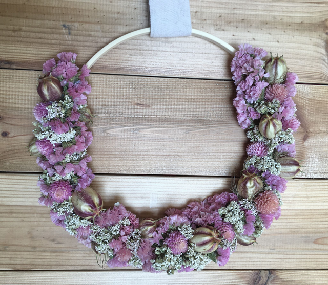 Couronne de fleurs séchées naturelles 20 CM Rose