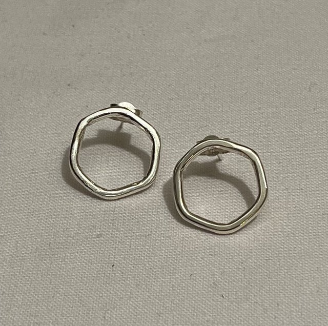 Recycled Sterling Silver Hexagonal Stud Earrings