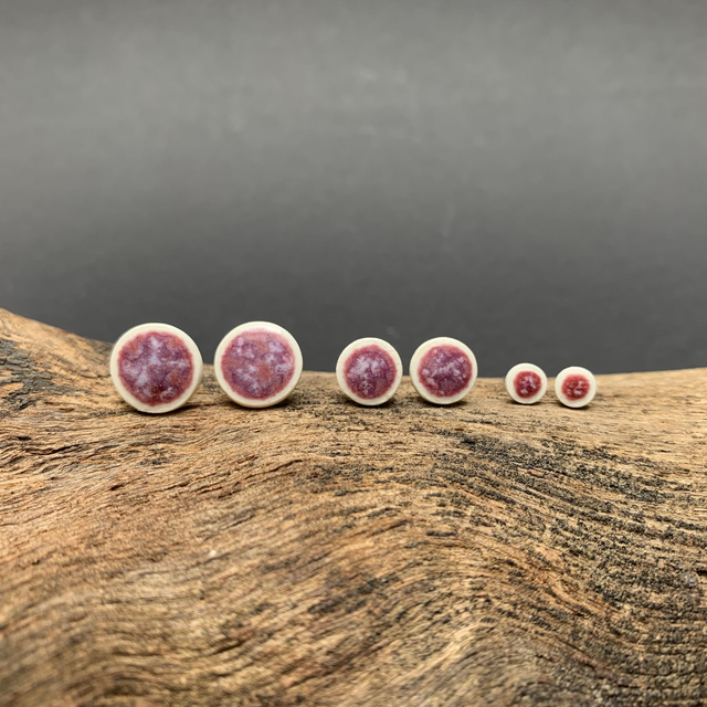 Shiny Lilac Porcelain Ear Studs Earrings