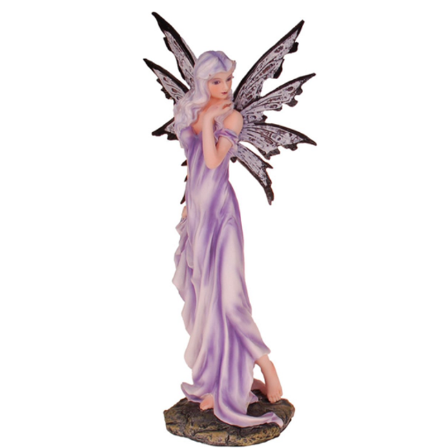 Fée moyenne - Élégante mauve blanc avec main sous le menton