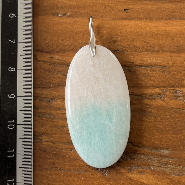 Pendentif en Amazonite et bélière argent - Paillettes incroyables ! 