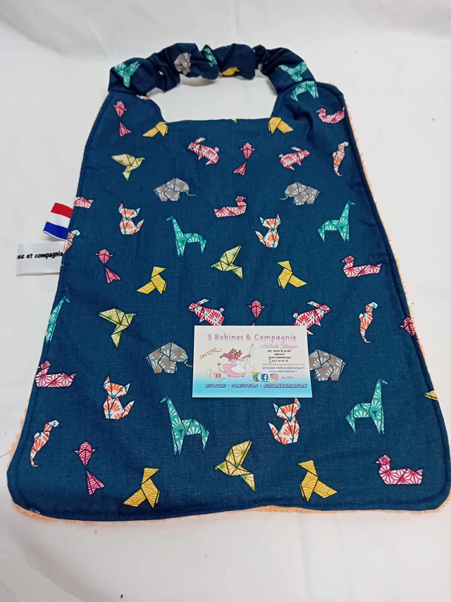serviette élastiquée origami bleue foncée 