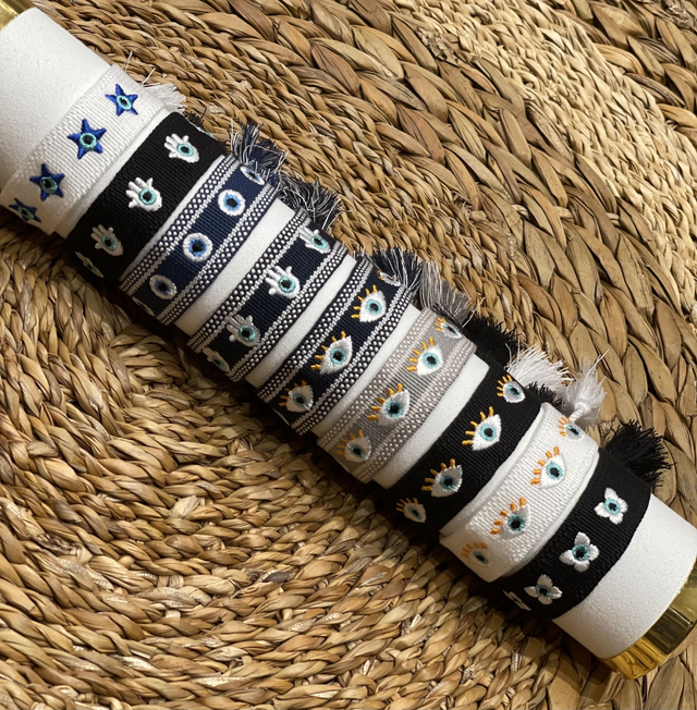 Bracelet brodé Bohème Chic - Oeil Nazar
