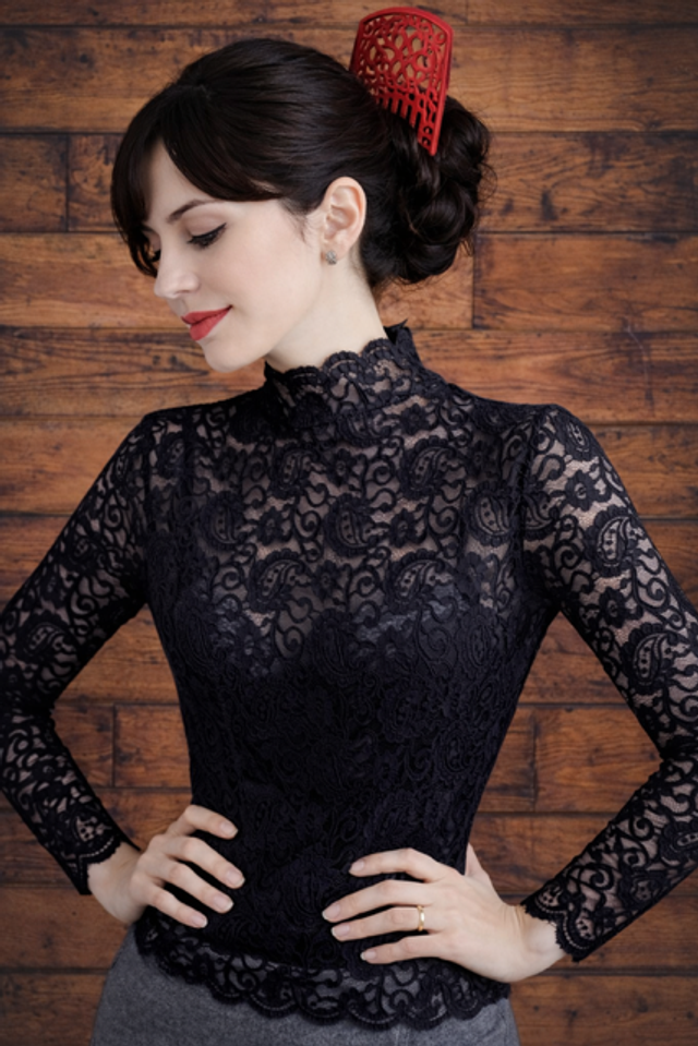 503 Taille L Top dentelle bohème 