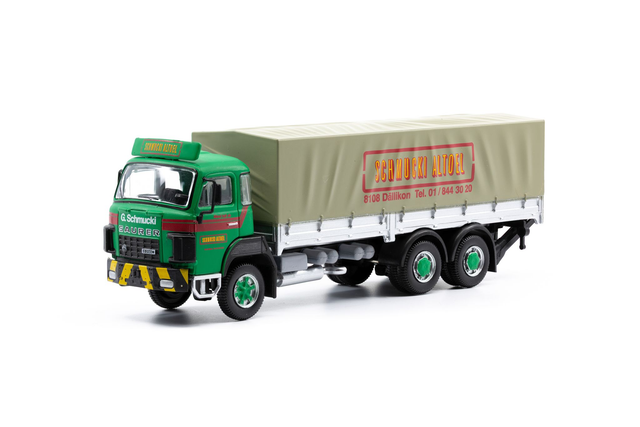 Saurer D290B F6×2 Pritsche-Plane Schmucki Altöl ACE 1:87