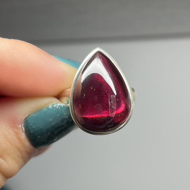 Bague en argent et Grenat - Taille 61 